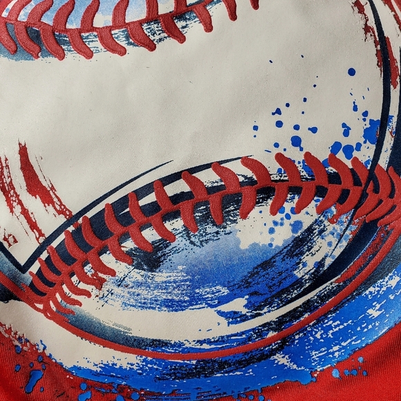 Athletic Works Boys Red Textured Athletic Performance Tee Baseball Graphic - Picture 9 of 11